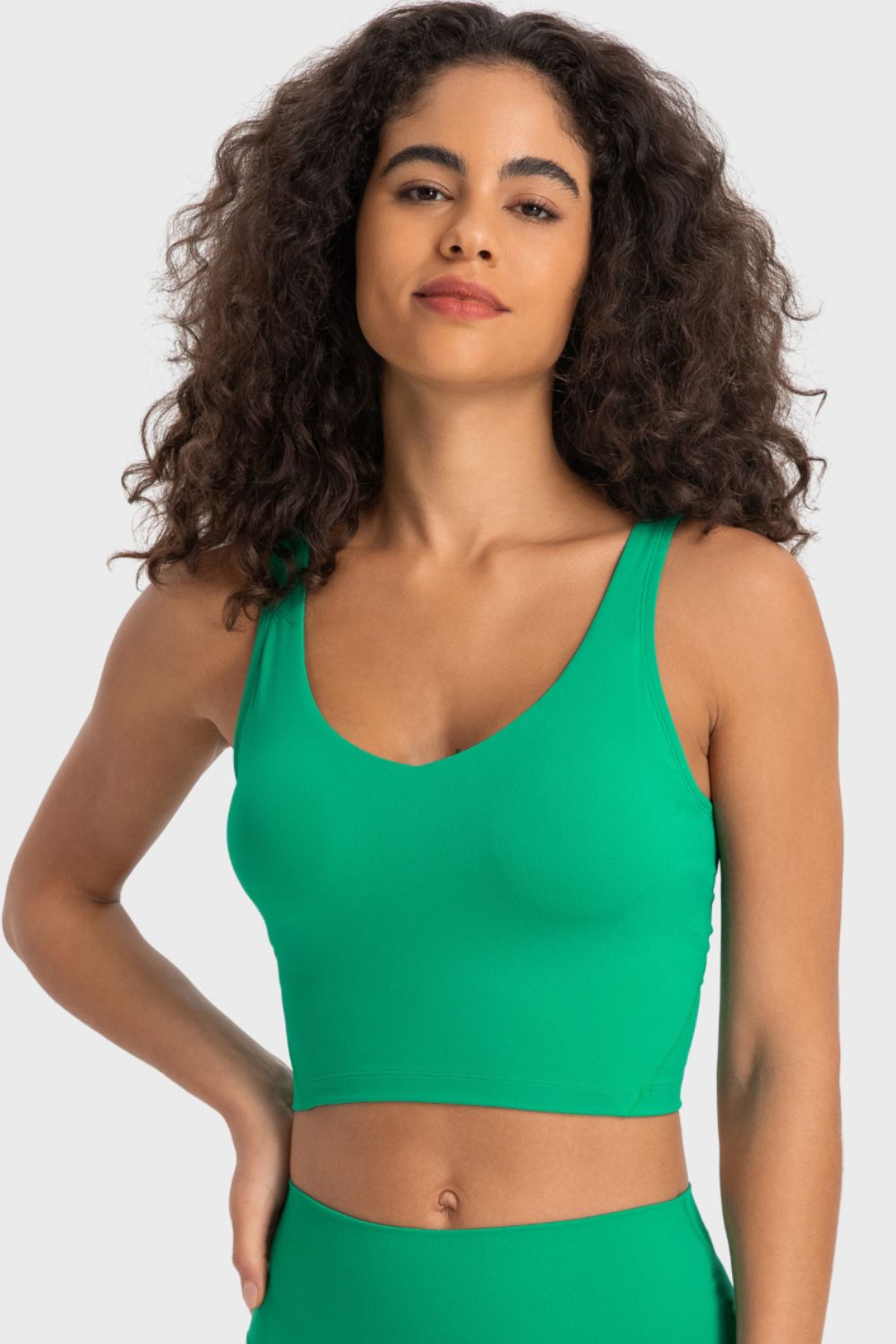 Deep V-Neck Crop Sports Bra - Premium  from Momma Done Gone Crafty- Just $29.99! Shop now at Momma Done Gone Crafty