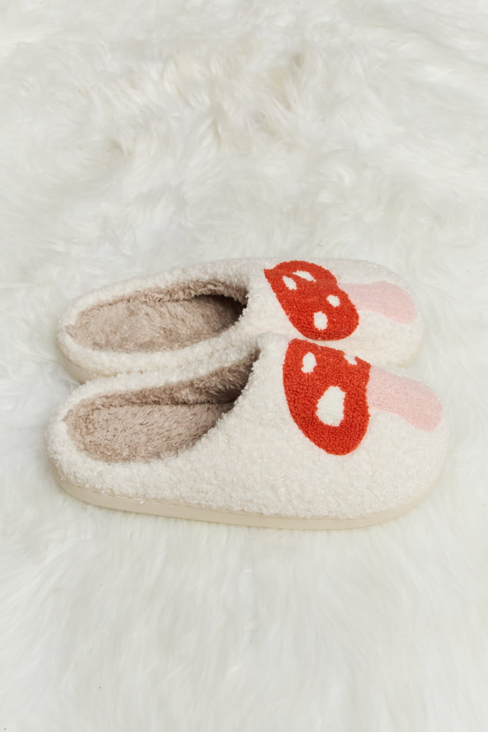 Melody Mushroom Print Plush Slide Slippers - Premium  from Momma Done Gone Crafty- Just $26.99! Shop now at Momma Done Gone Crafty